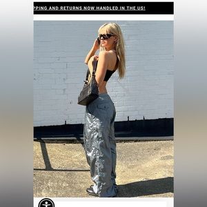 Motel Rocks Parachute Pants - Silver